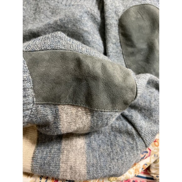 Vtg Glenhusky Of Scotland Mens Pure Wool Shetland Sweater XL Suede Patches - Picture 7 of 11